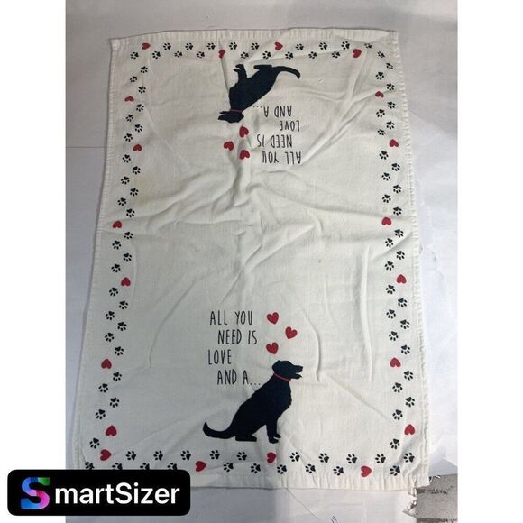 Casaba All you need is Love + Dog Kitchen bath hand towel black white hearts red - Picture 7 of 7